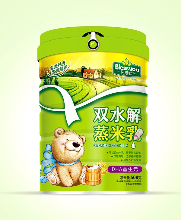  貝熙優(yōu)雙水解蒸米乳聽裝508克（DHA益生元)