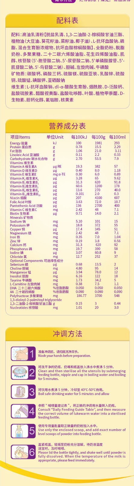 法国原装进口法兰贝尔幼儿配方奶粉(12-36月龄,3段)盒装