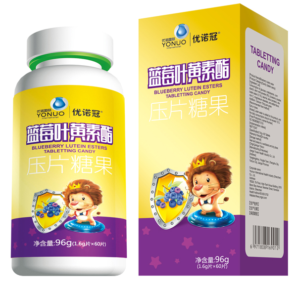 優(yōu)諾冠藍莓葉黃素壓片糖果