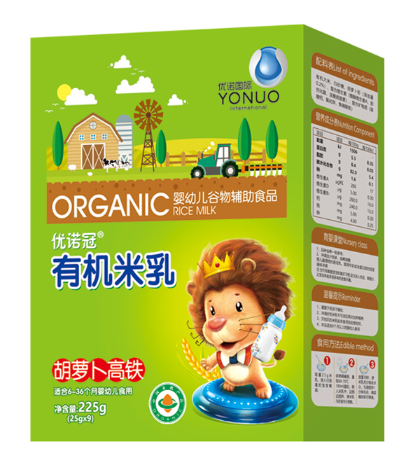  優(yōu)諾冠胡蘿卜高鐵有機(jī)米乳 盒裝