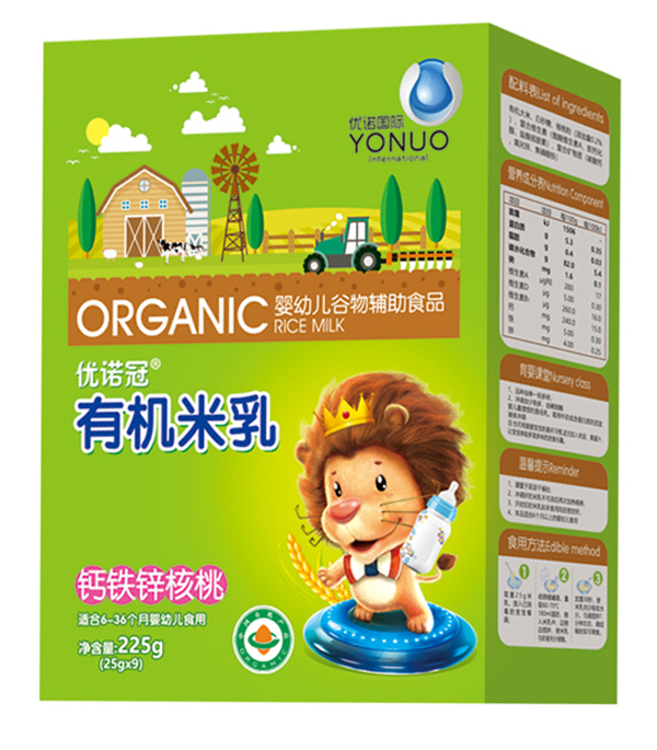  優(yōu)諾冠鈣鐵鋅核桃有機(jī)米乳 盒裝