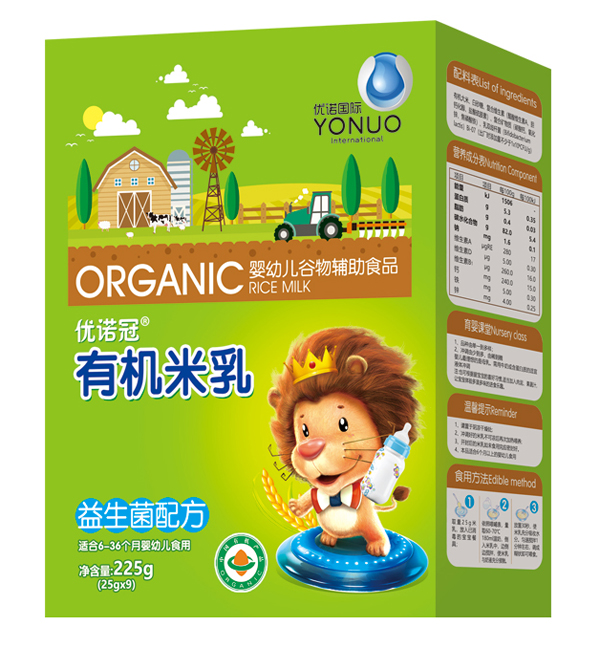  優(yōu)諾冠益生菌有機(jī)米乳 盒裝