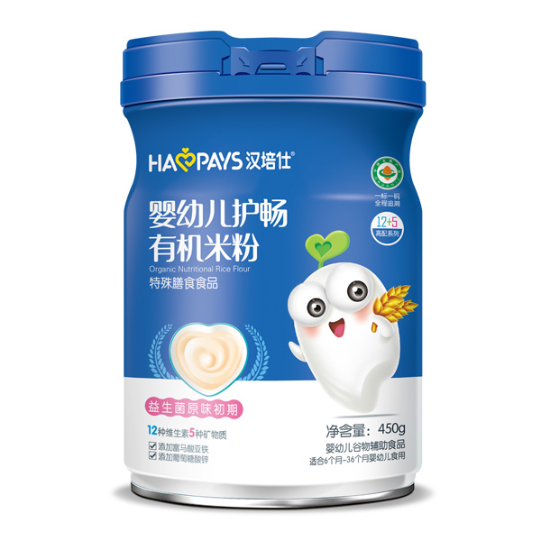  漢培仕嬰幼兒護暢有機米粉-益生菌原味初期罐裝