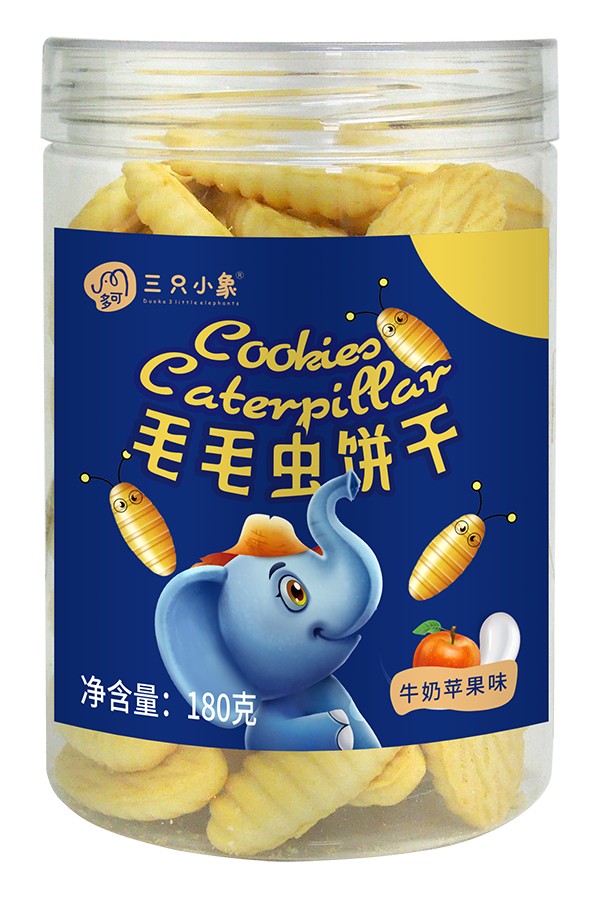 多可三只小象毛毛蟲(chóng)餅干 牛奶蘋(píng)果味