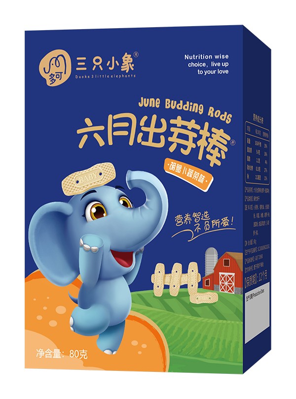 多可三只小象六月出芽棒 胡蘿卜蔬菜味