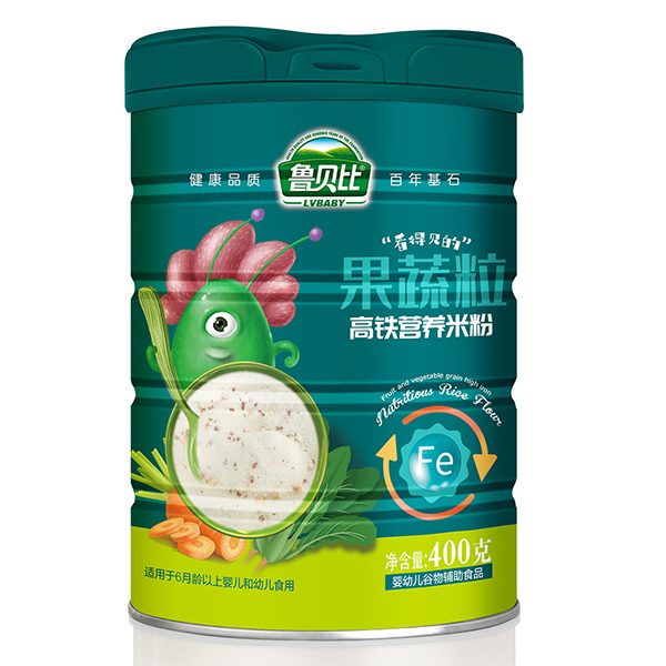  魯貝比果蔬粒高鐵營(yíng)養(yǎng)米粉 聽裝