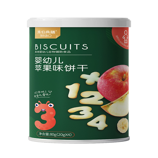  湯伯典膳嬰幼兒蘋(píng)果味餅干罐裝80g