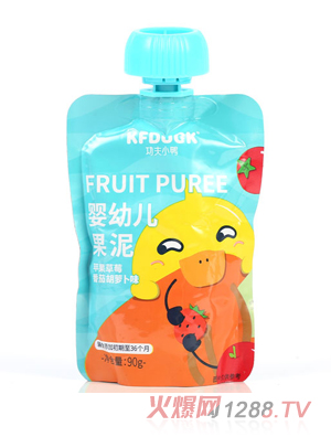 功夫小鴨嬰幼兒果泥-蘋(píng)果草莓番茄胡蘿卜味