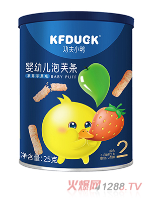 功夫小鴨嬰幼兒泡芙條 草莓蘋(píng)果味