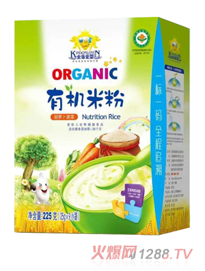 金盾愛(ài)嬰胡蘿卜蔬菜益生元鈣鐵鋅有機米粉盒裝225g