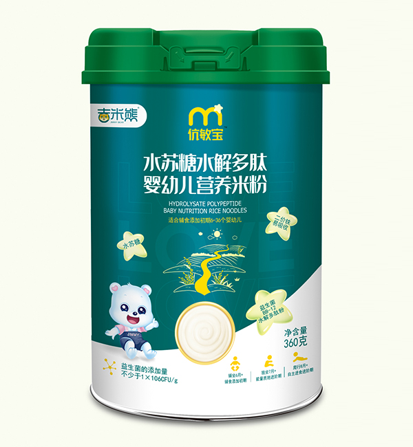  吉米熊伉敏寶水蘇糖水解多肽營(yíng)養米粉 聽(tīng)裝