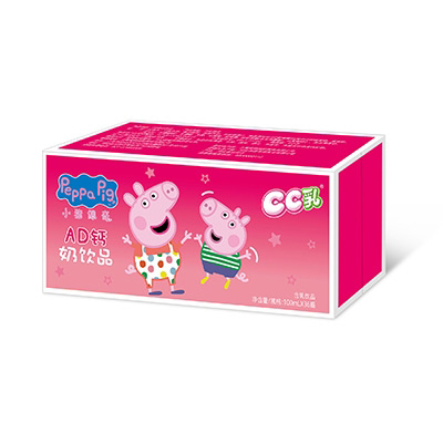  小猪佩奇CC乳AD钙奶饮品草莓味100mlx36瓶