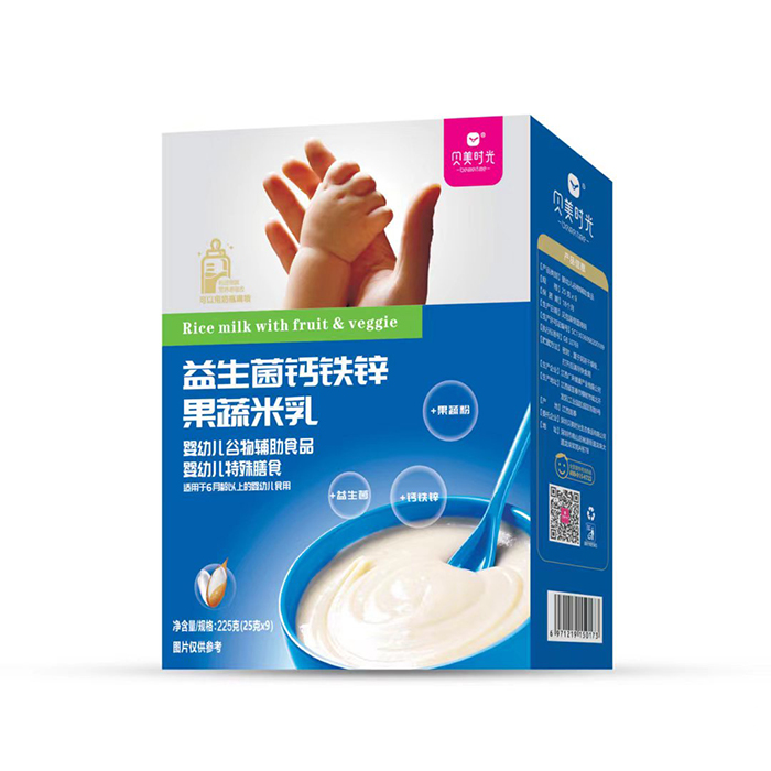  貝美時(shí)光益生菌鈣鐵鋅果蔬米乳盒裝