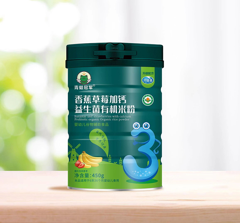  青蛙冠軍香蕉草莓加鈣益生菌有機米粉