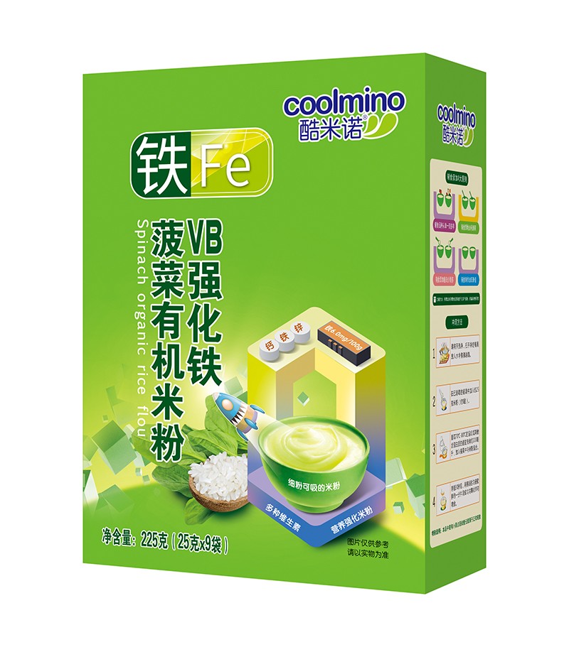  酷米諾VB強化鐵菠菜有機米粉225克