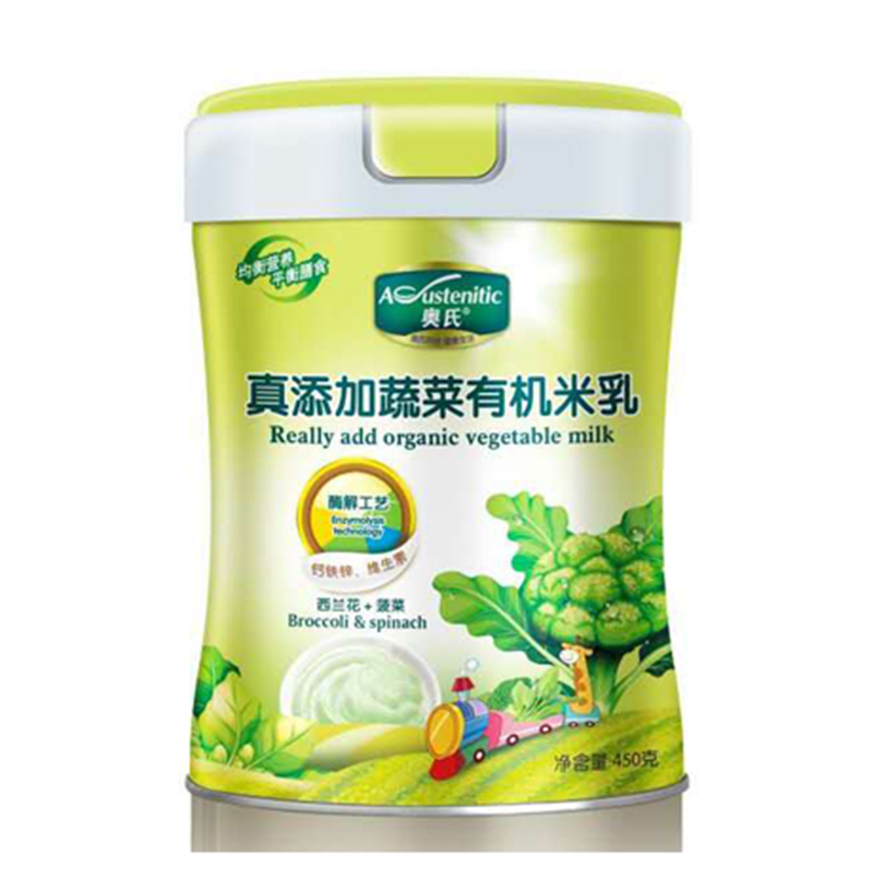  奧氏真添加菠菜西蘭花有機(jī)米乳 西蘭花+菠菜 450