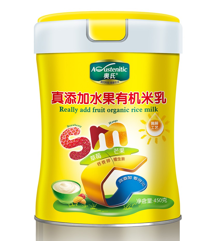  奧氏真添加水果有機(jī)米乳 450克
