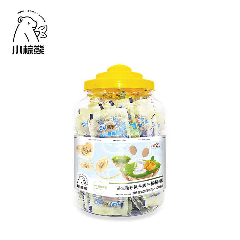   小棕熊益生菌芒果牛奶味棒棒糖
