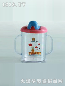 透明双手柄学饮杯