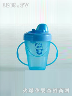 熊猫图案蓝色学饮杯