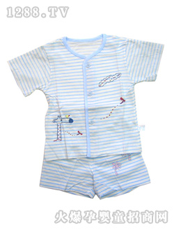 安婴宝淡蓝色条纹衣