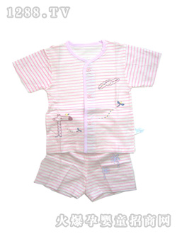 安婴宝粉色条纹婴儿衣