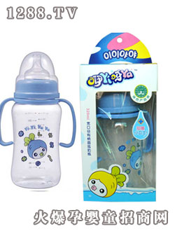 咿咿呀呀宽口径有柄圆弧奶瓶320ml
