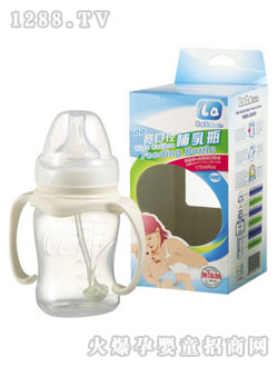 乐乐宝贝宽口径带手柄吸管PP奶瓶