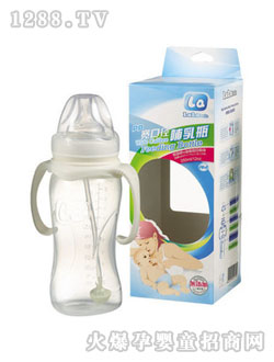 乐乐宝贝宽口径带手柄吸管PP奶瓶