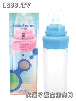 纽宝大直身硅胶奶瓶