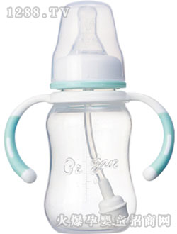 比亲高透明带把小圆弧自动奶瓶120ML