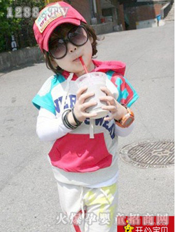 开心宝贝白色女童套装