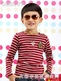 开心宝贝红色条纹童装