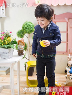 开心宝贝深蓝色牛仔装