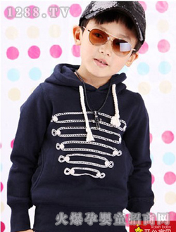 开心宝贝休闲蓝色秋衣