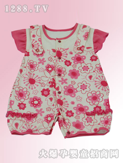 安婴宝红色花纹连体衣