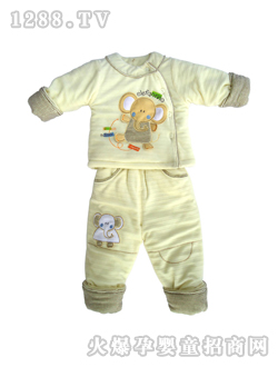 安婴宝黄色大象圆领斜开套