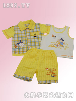 安婴宝黄色外出三件套
