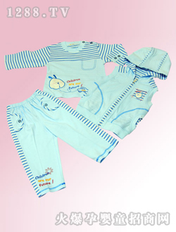 安婴宝蓝色幼童三件套