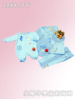 安婴宝蓝色婴儿套装