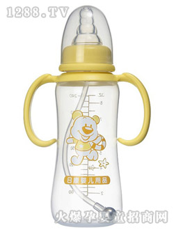 日康圆弧形有柄PP自动奶瓶240ML