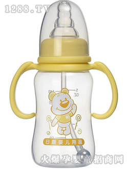 日康圆弧型有柄PP自动奶瓶140ml