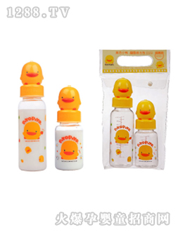 黄色小鸭造型彩色奶瓶组