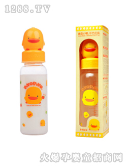 黄色小鸭造型彩色奶瓶240CC