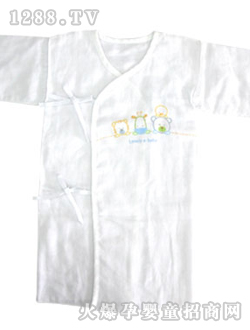 小伙伴纱布系带长和服