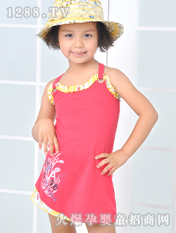 小猪班纳女童吊带针织连衣裙
