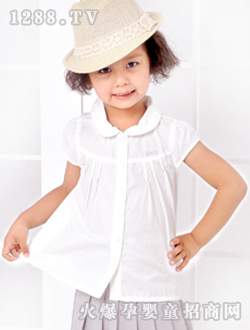 小猪班纳女童反领短袖衬衫