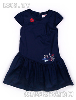小猪班纳女童圆领短袖连身裙
