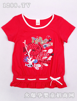 小猪班纳女童圆领短袖针织衫