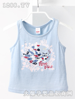 小猪班纳女童圆领针织背心